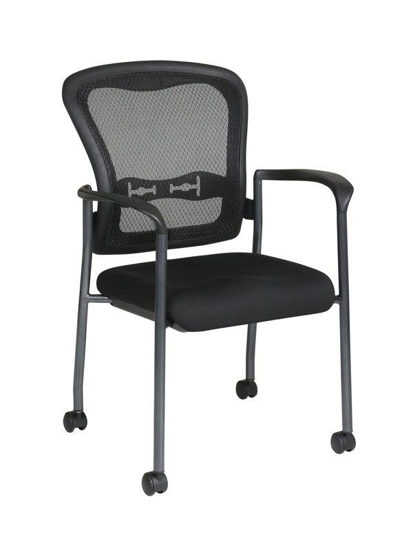 Office Star Office Star ProGrid Mesh-Back Fabric Mid-Back Stacking Guest Chair