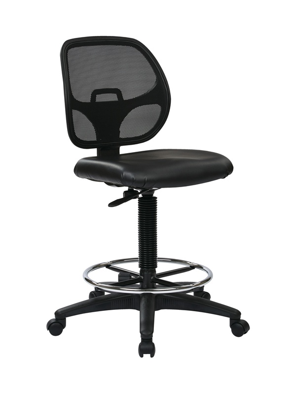 Office Star Office Star Deluxe Mesh-Back Vinyl Drafting Chair  Footring