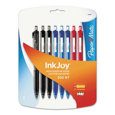 Paper Mate Paper Mate InkJoy 300 1 mm Medium Retractable Ballpoint Pens  Blue/Black/Red  8-Pack