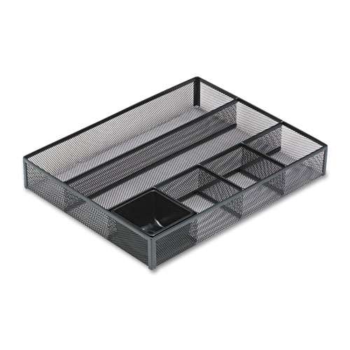 Rolodex Rolodex 6-Compartment Metal Mesh Deep Desk Drawer Organizer  Black