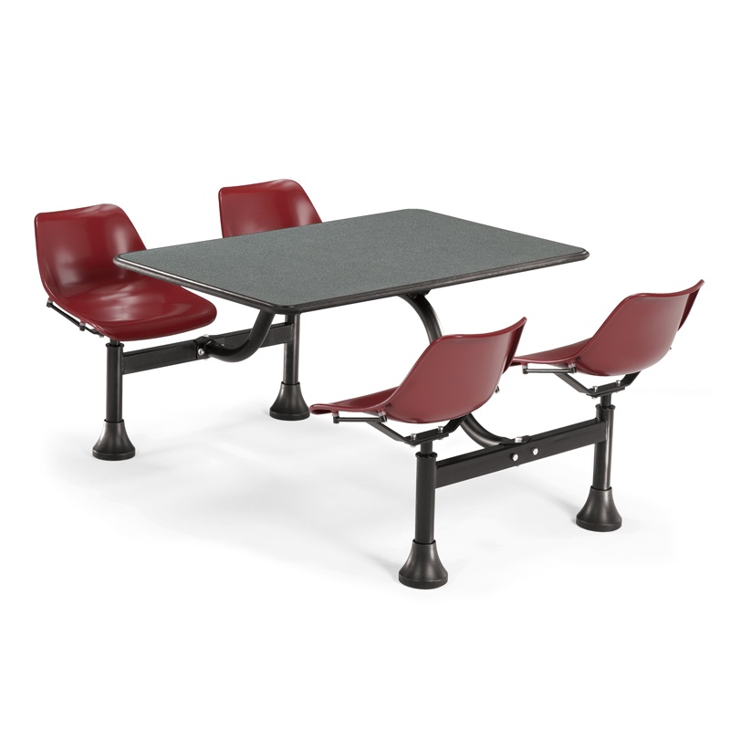 Ofm 1003-mrn 30" X 48" Laminate Cluster Cafeteria Table With 4 Maroon Chairs
