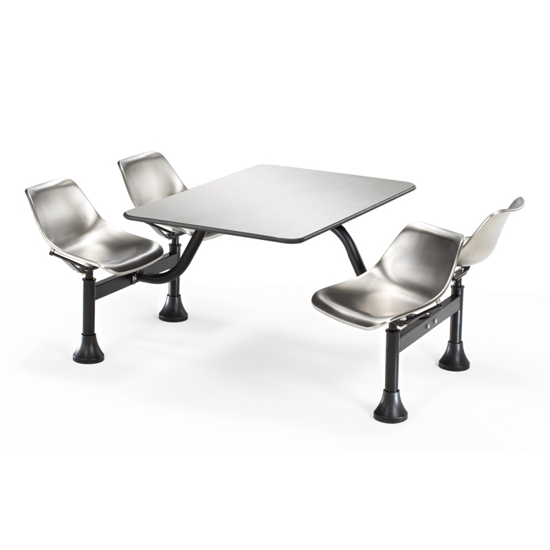 Ofm 1004-ss 24" X 48" Stainless Steel Cluster Cafeteria Table And 4 Chairs