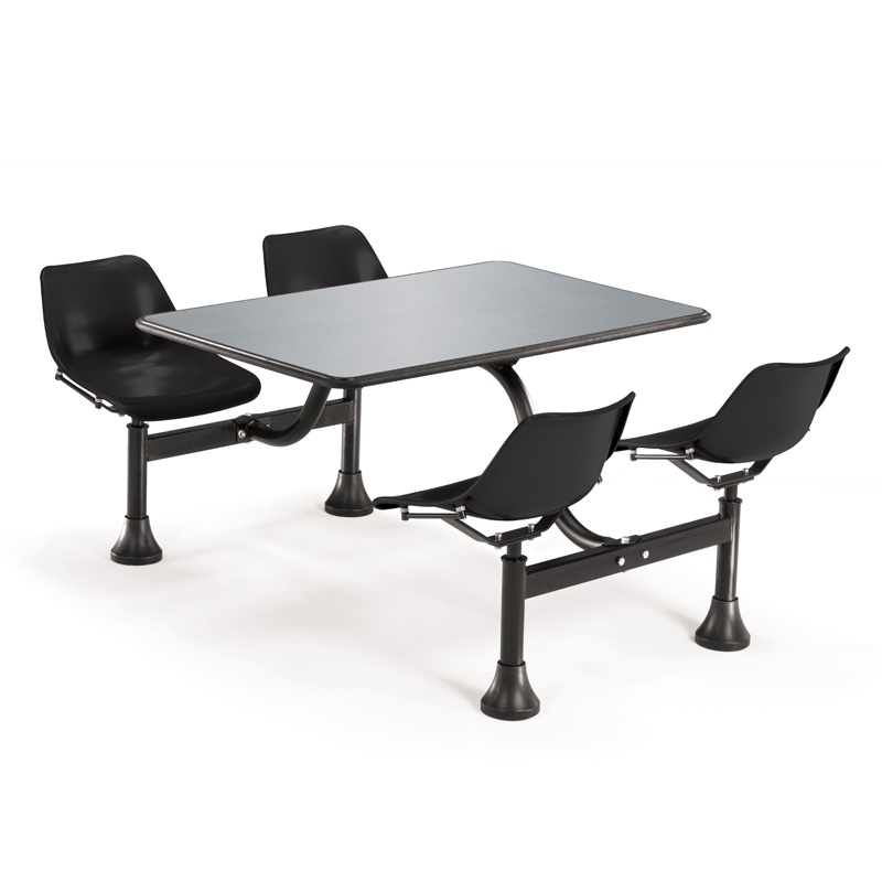 Ofm 1004 24" X 48" Stainless Steel Cluster Cafeteria Table With 4 Chairs