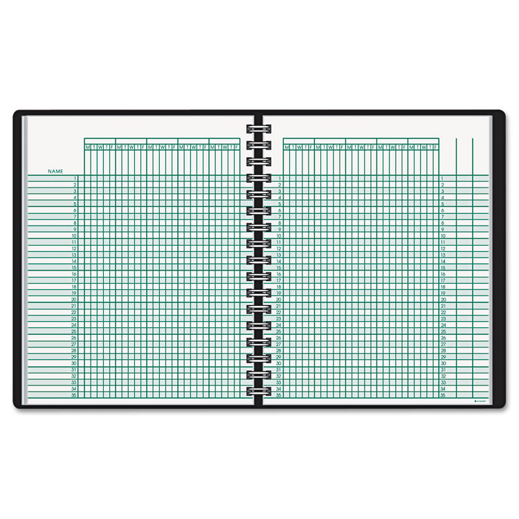 At-a-glance 8-1/4" X 10-7/8" Weekly Undated Class Record Book Black