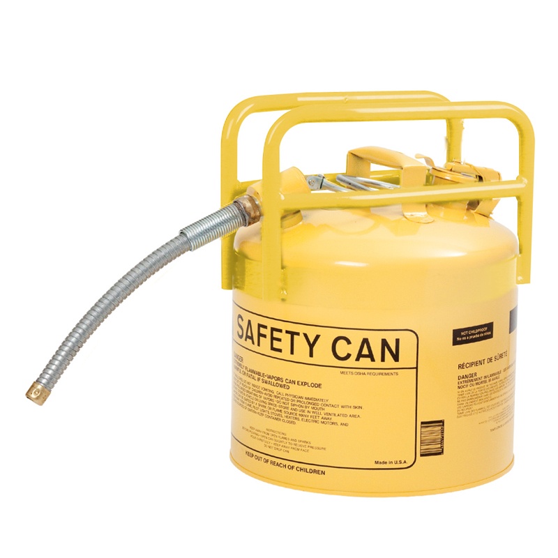 Eagle 1215y-sx5 Type Ii Dot 5 Gallon Galvanized Steel Safety Can 5/8" Hose Yellow