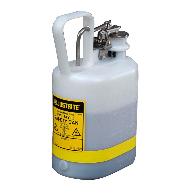 Justrite 12162 1 Gallon Polyethylene Oval Safety Can White