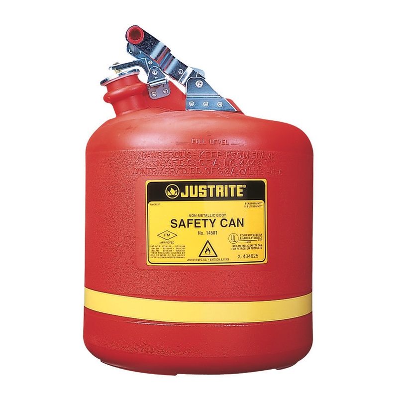 Justrite 14561 Type I 5 Gallon Polyethylene Round Nonmetallic Safety Can