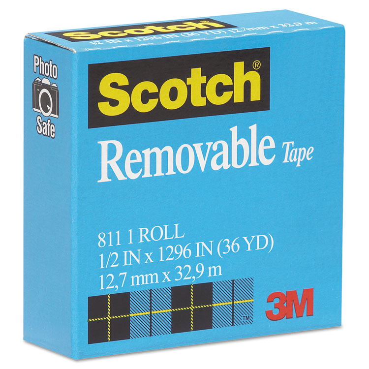 Scotch 1/2" X 1296" 1" Core Removable Tape Clear
