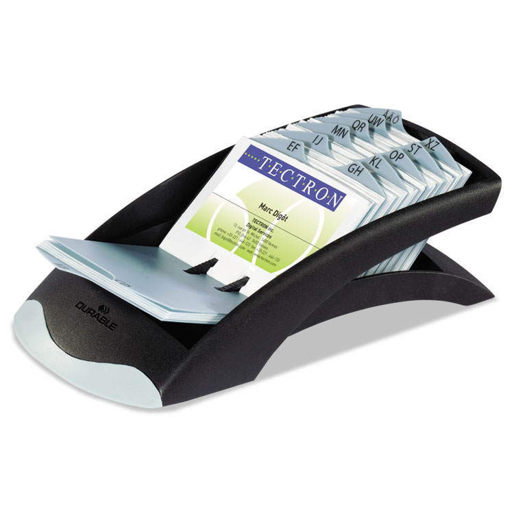 Durable Visifix Desk Business Card File Holds 200 4 1/8" X 2 7/8" Cards Graphite/black