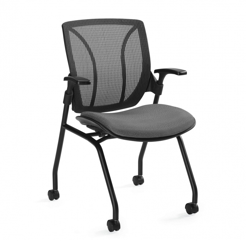 Global Roma 1899 Mesh Back Fabric Mid-back Nesting Guest Chair