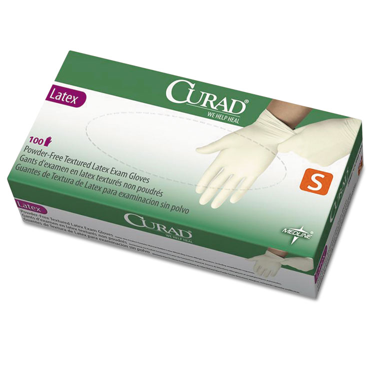 Curad Small Powder-free Latex Exam Gloves White 100/box