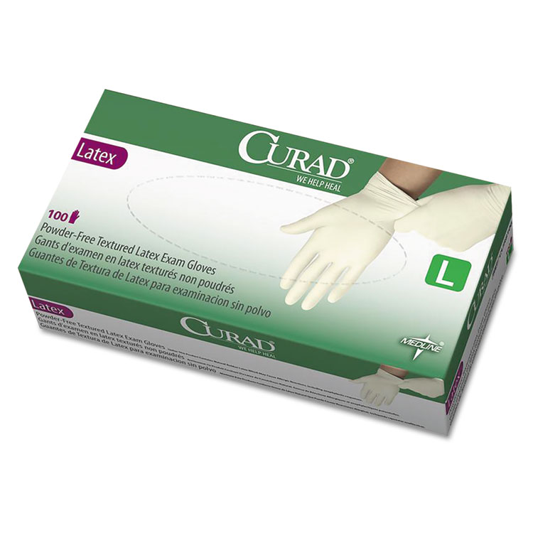 Curad Large Powder-free Latex Exam Gloves White 100/box
