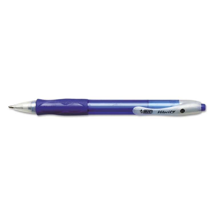 Bic Velocity 1 Mm Medium Retractable Ballpoint Pens Blue 12-pack