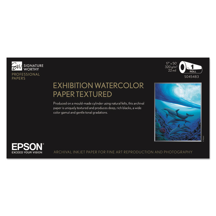 Epson Exhibition 17" X 50 Ft. 22 Mil Textured Matte Watercolor Paper Roll