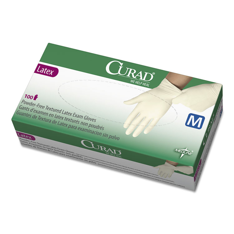 Curad Medium Powder-free Latex Exam Gloves White 100/box
