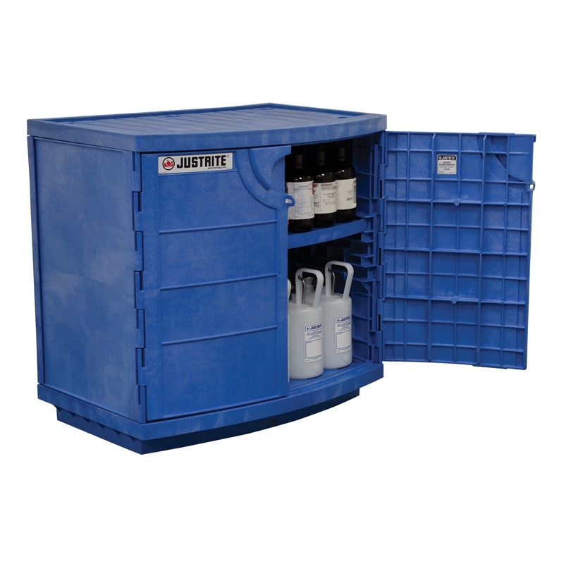 Just-rite Corrosives Acids Polyethylene Safety Cabinet Thirty-six 2-1/2 Liter Bottles Royal Blue