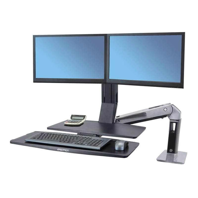 Ergotron Workfit-a Dual Monitor Sit-stand Converter Desk Mount With Worksurface+ Black
