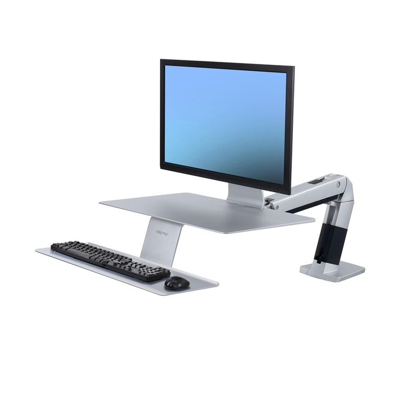 Ergotron Workfit-a Single Monitor Sit-stand Converter Desk Mount With Suspended Keyboard Platinum