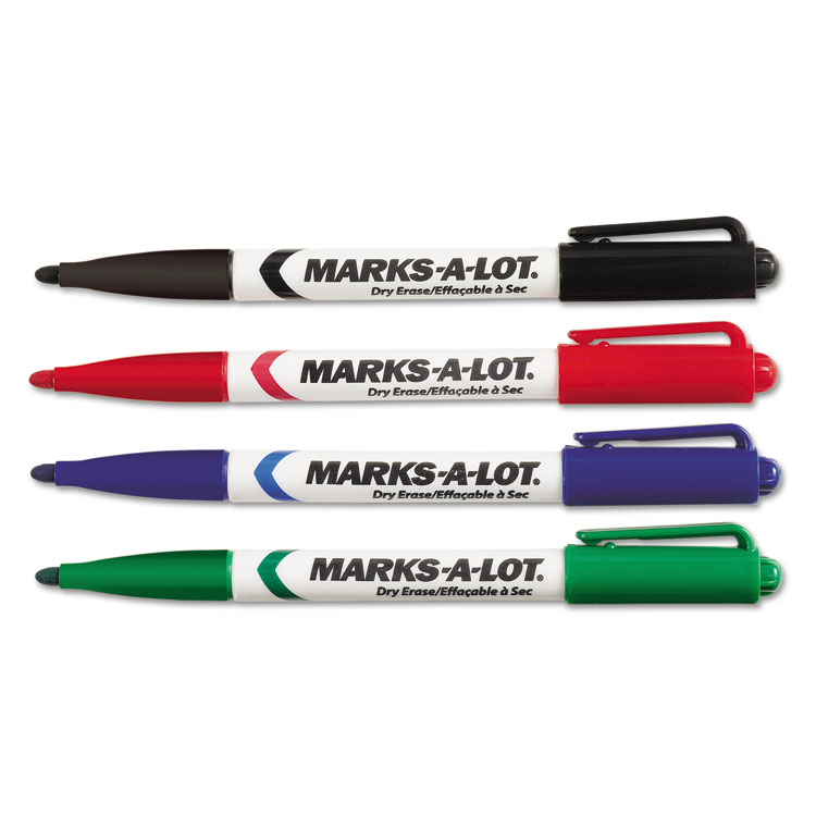 Marks-a-lot Pen Dry Erase Marker Bullet Tip Assorted 4-pack