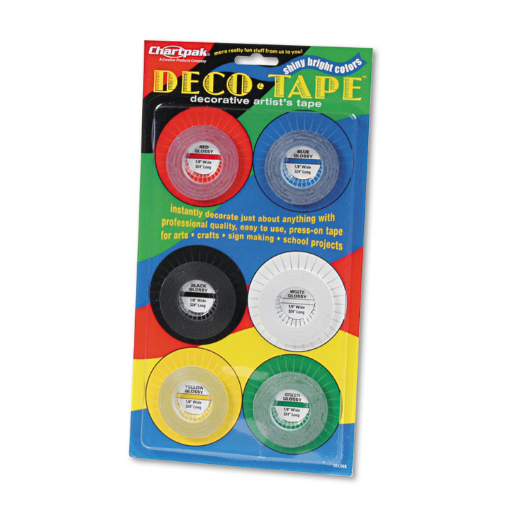 Chartpak 1/8" X 9 Yds Deco Bright Decorative Tape Assorted 6-pack
