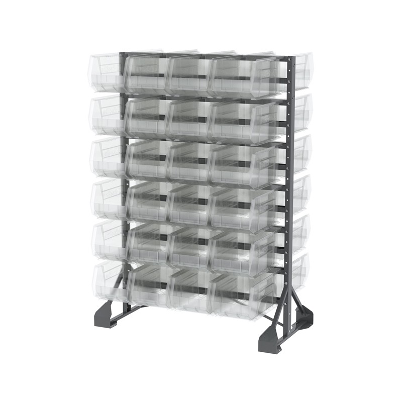 Akro-mils Double-sided Rail Rack With 48 Clear Akrobins