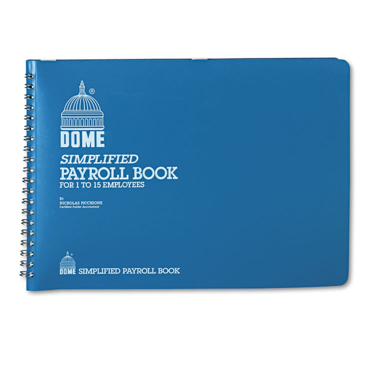 Dome 7-1/2" X 10-1/2" 128-page Simplified Payroll Record Book Light Blue Vinyl Cover