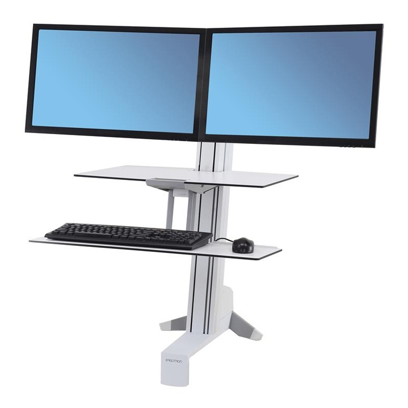 Ergotron Workfit-s Dual Monitor Sit-stand Converter Desk Mount With Worksurface+ White
