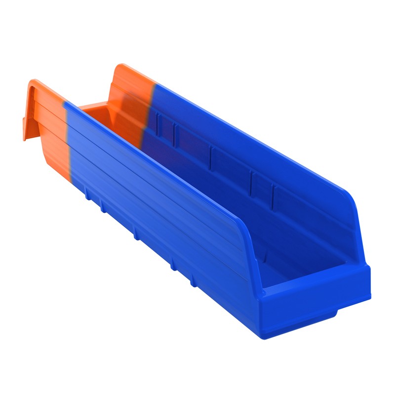 Akro-mils Indicator 17-7/8" D X 4-1/4" W Plastic Storage Bins In Blue/orange 12 Pack