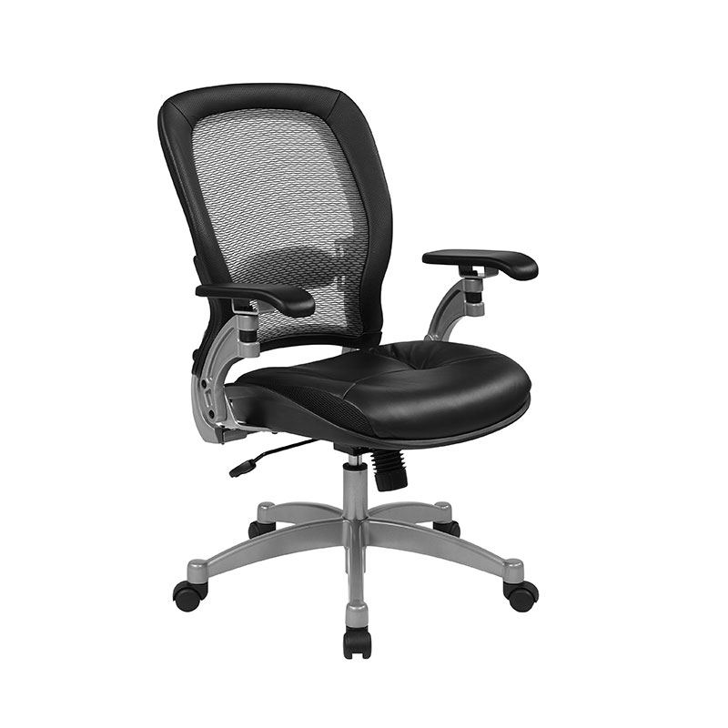 Office Star Space Seating Professional Light Airgrid Mesh-back Leather Mid-back Managers Chair