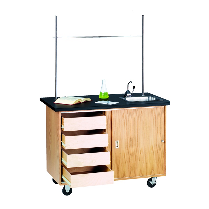 Diversified Woodcrafts 48" W Science Demo Mobile Lab Table With Sink & Drawers