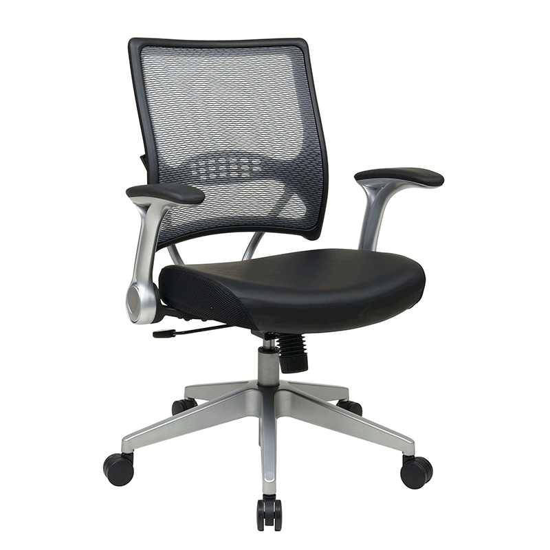 Office Star Space Seating Professional Synchro-tilt Airgrid Mesh-back Mid-back Leather Managers Chair