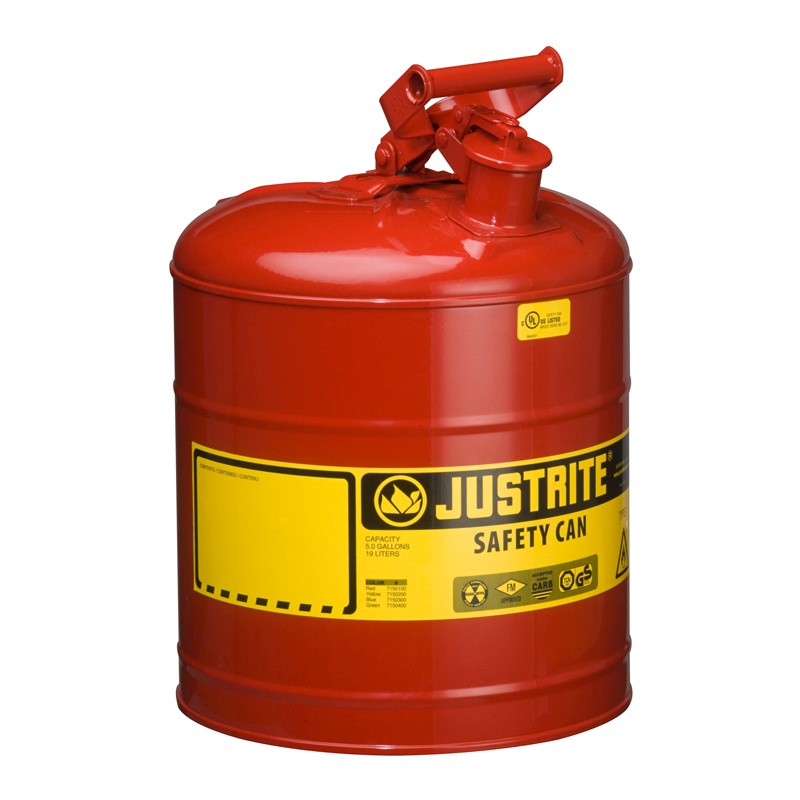 Justrite Type I 5 Gallon Self-closing Lid Steel Safety Can