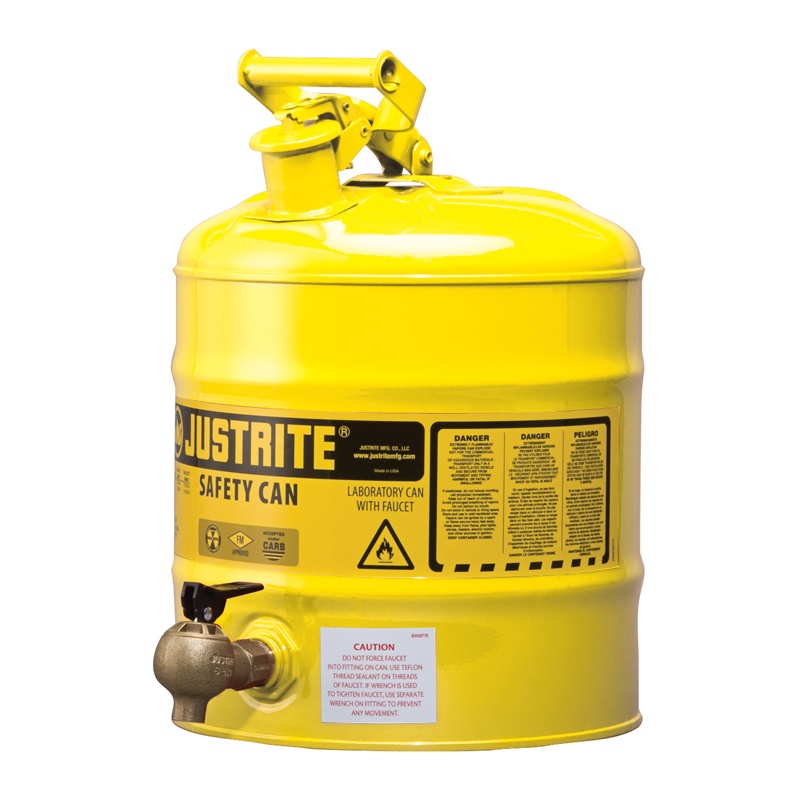 Justrite 7150240 Type I 5 Gallon Shelf Dispensing Safety Can Yellow