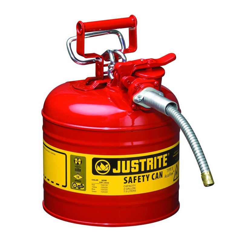 Justrite Type Ii Accuflow 2 Gallon 5/8" Hose Steel Safety Can