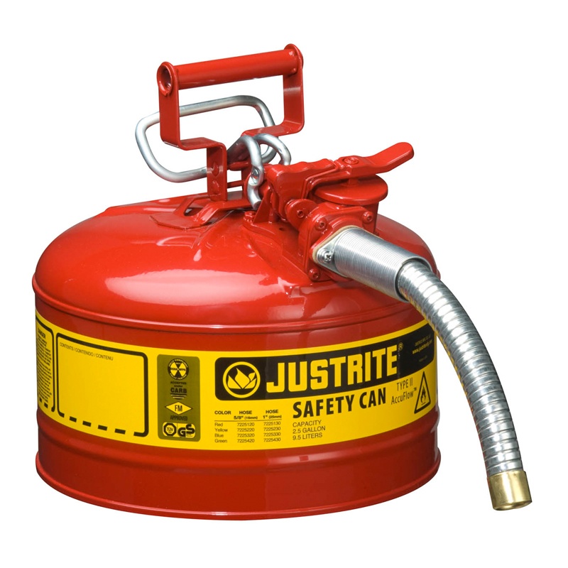 Justrite Type Ii Accuflow 2.5 Gallon 1" Hose Steel Safety Can