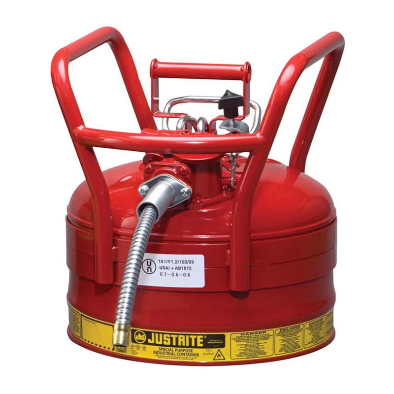 Justrite 7325120 Type Ii Accuflow Dot 2.5 Gallon Steel Safety Can 5/8" Hose Red