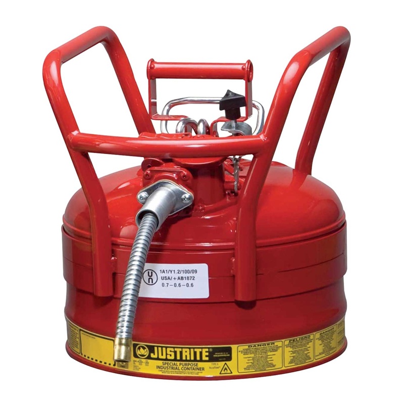 Justrite 7325130 Type Ii Accuflow Dot 2.5 Gallon Steel Safety Can 1" Hose Red