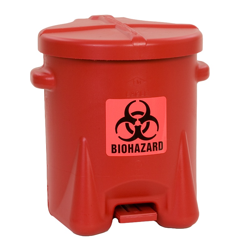 Eagle 943bio 6 Gallon Polyethylene Biohazard Waste Safety Can With Foot Lever Red