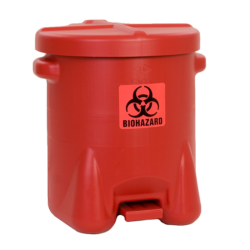 Eagle 947bio 14 Gallon Polyethylene Biohazard Waste Safety Can With Foot Lever Red