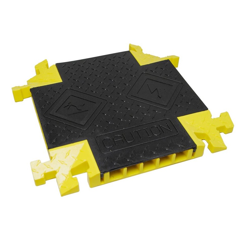 Checkers 5-channel 1.25" Bumble Bee Cable Protector 90-degree X Intersection With T-bone Connector In Black/yellow