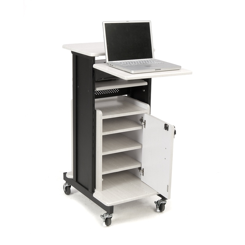 Oklahoma Sound Premium Plus Storage Cabinet Av Presentation Cart Ivory White