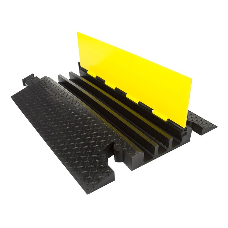 Checkers 3-channel 2.125" Yellow Jacket Cable Protector With Wide Ramp In Yellow/black