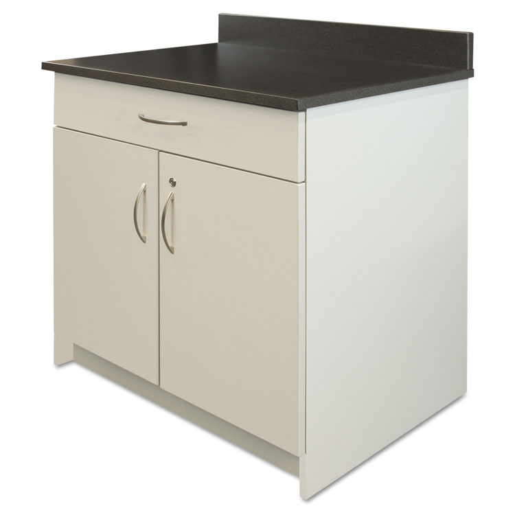 Alera Plus 36" W X 24" D 2-door/drawer Hospitality Cabinet Base Grey/granite Nebula