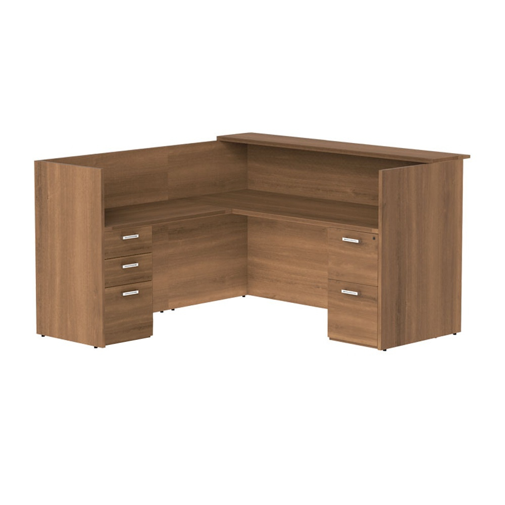 Cherryman Amber 71" W Wood Counter Double Pedestal L-shaped Reception Desk