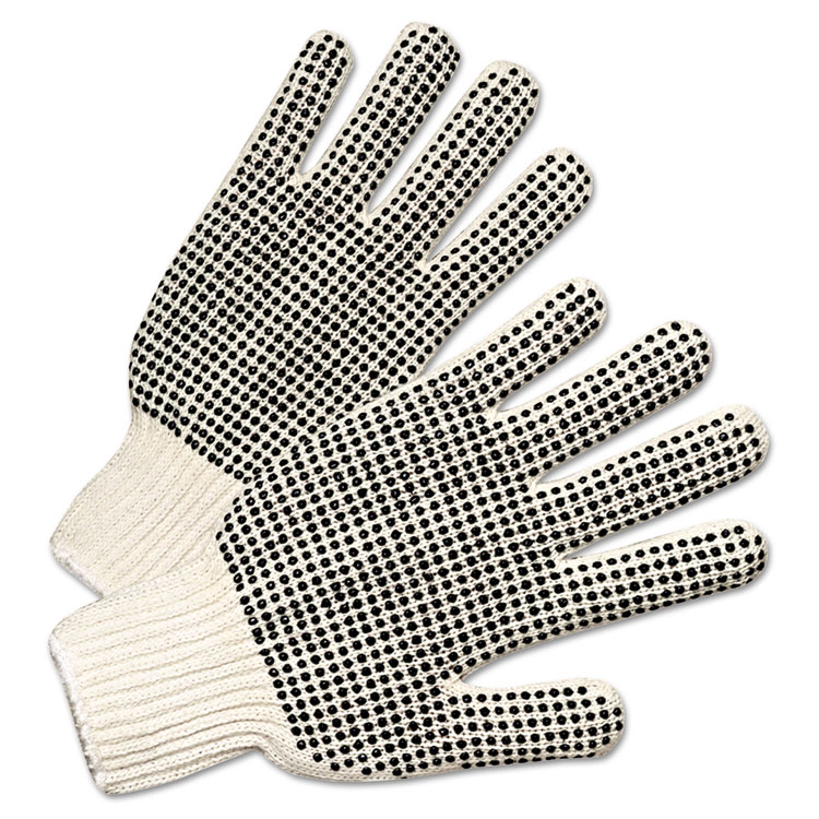 Anchor Pvc-dotted String Knit Gloves Natural White/black 12/pairs