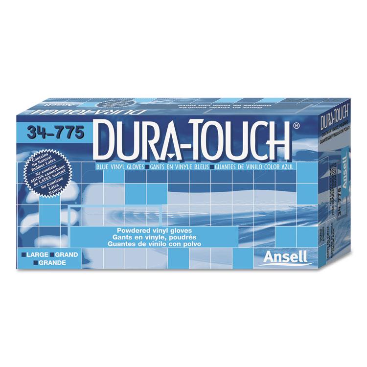 Ansellpro Dura-touch Pvc Gloves Lightly Powdered Small Blue 100/pack