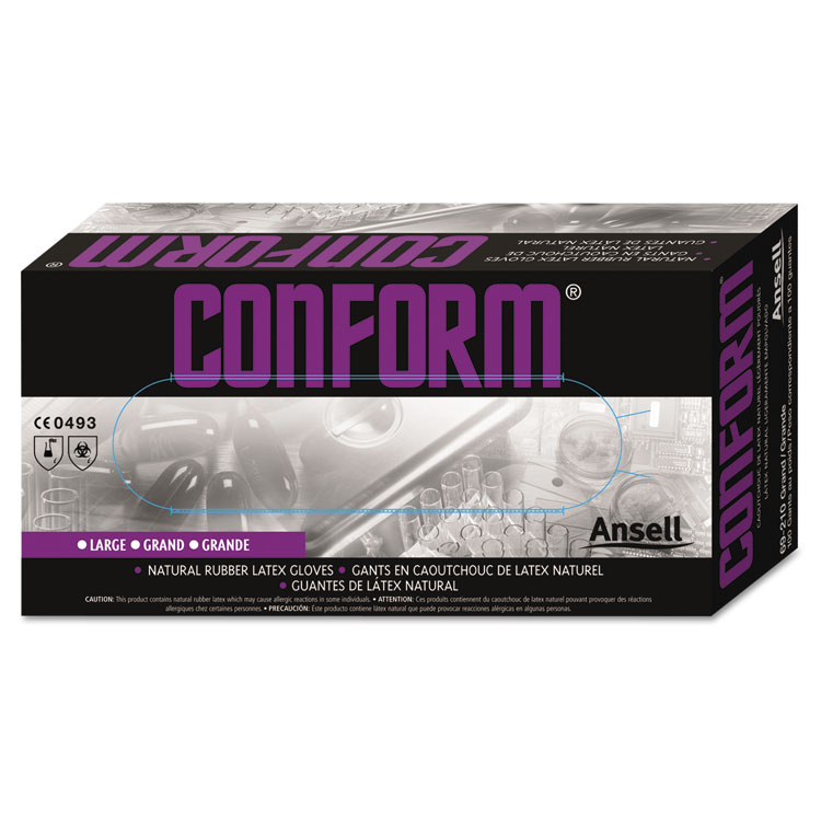 Ansellpro Conform Natural Rubber Latex Gloves 5 Mil Medium 100/pack