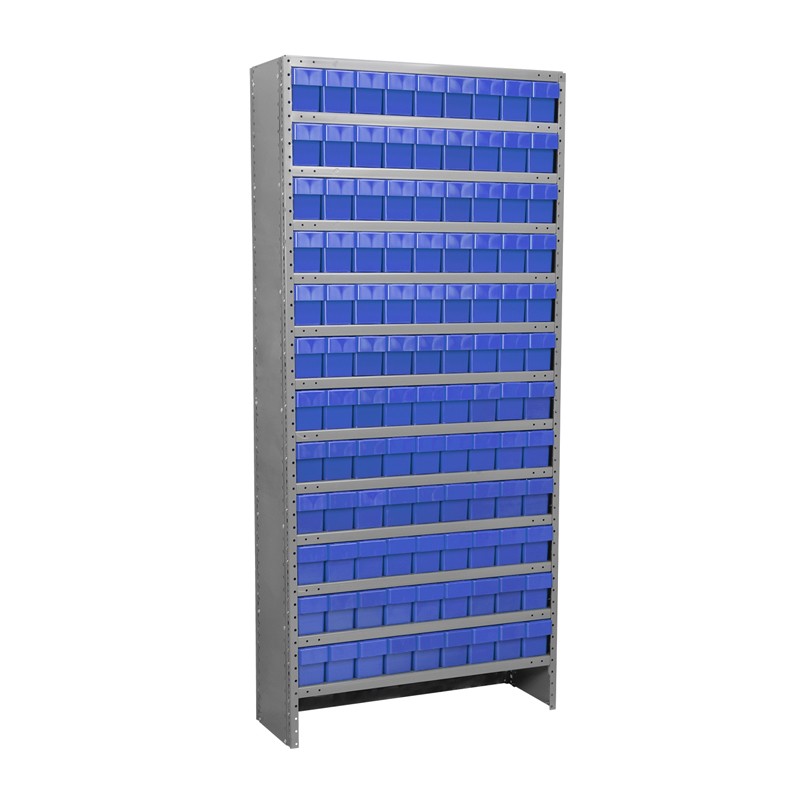 Akro-mils 13-shelf 12" D Enclosed Steel Shelving Unit With 108 Akrodrawer Bins
