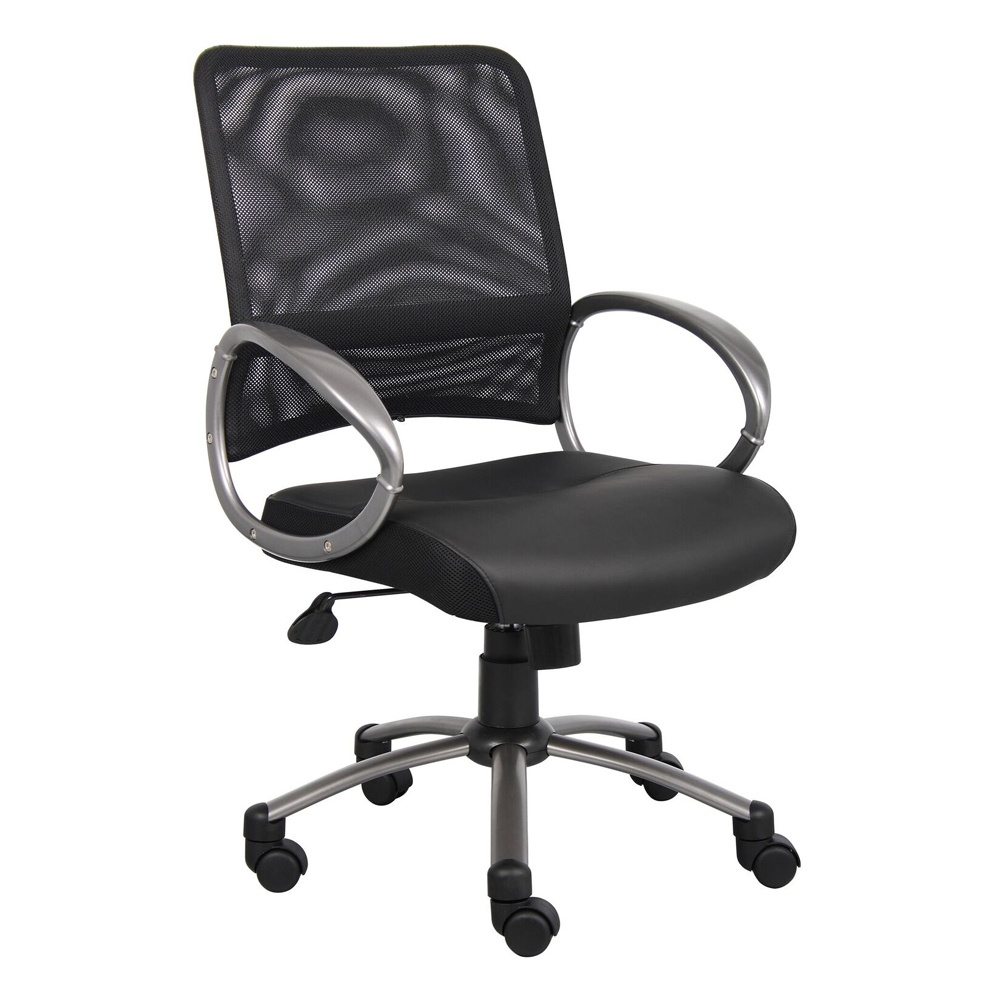 Boss B6406-bk Professional Mesh-back Leatherplus Managers Chair Black