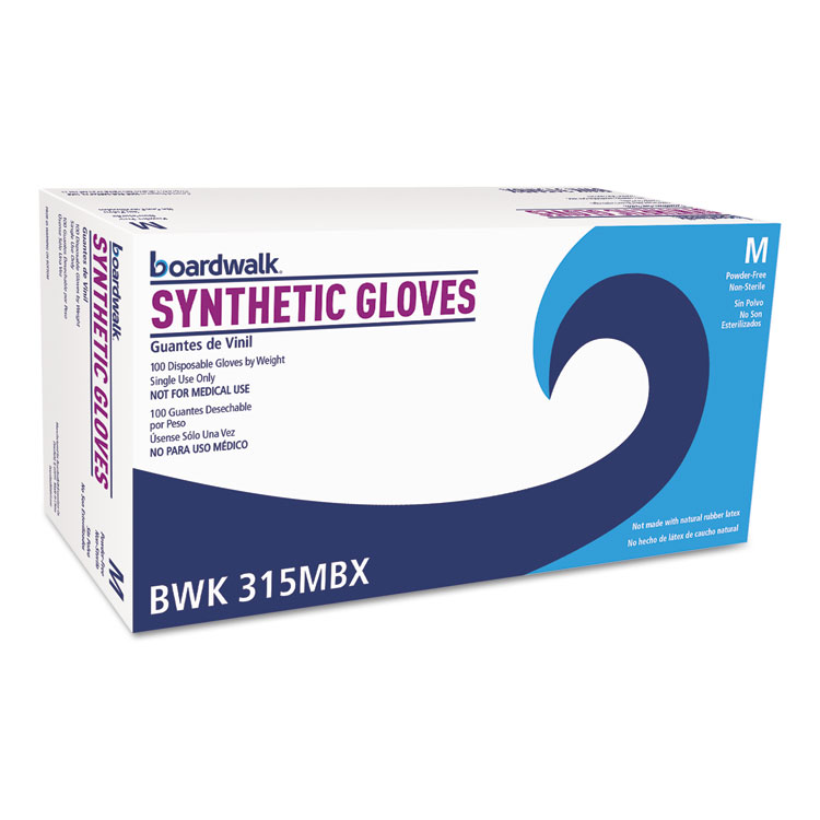 Boardwalk Powder-free Synthetic Vinyl Gloves Medium Beige 4 Mil 100/pair
